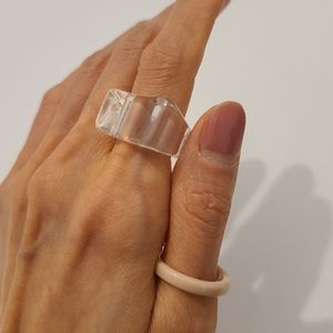 Pair of Resin Rings Clear Transparent Band